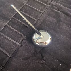 Vintage Mid-Century Silver Plated “Bean” Desk Set Paperweight And Pen Flag