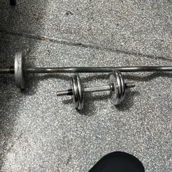 Curl Bar And 1 Dumbbell 