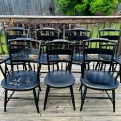 Vintage Nichols & Stone Hitchcock-Style Chairs (Set Of 7)