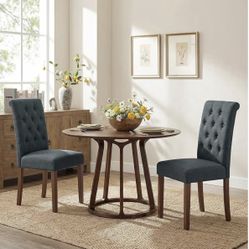 Set Of 2 Dark Gray Dining Chairs