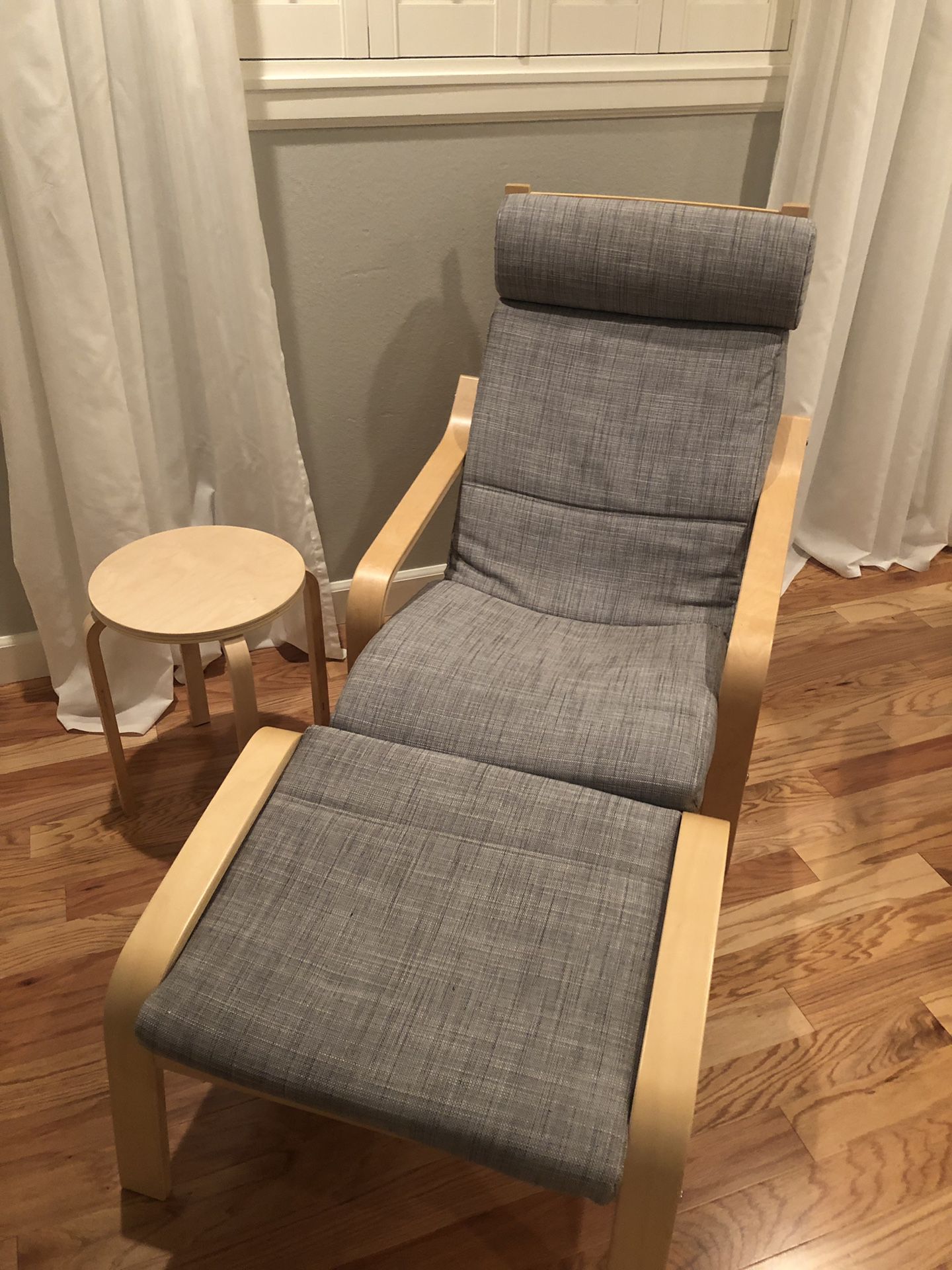Ikea Poang Chair Armchair and Footstool Set with Covers Off-white -  furniture - by owner - sale - craigslist