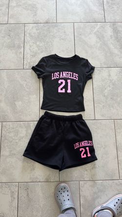 Los Angeles 21 Crop Top and Shorts Set