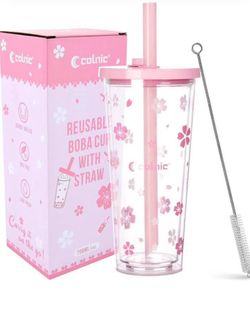 Wholesale Reusable Plastic Boba Cup With Lids And Straws, 24Oz/700ml Smoothie Cups, Iced Coffee Cup, Leakproof