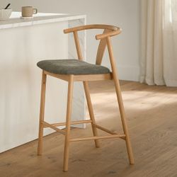 New! Article Fonra Algonquin Green Oak Counter Stool