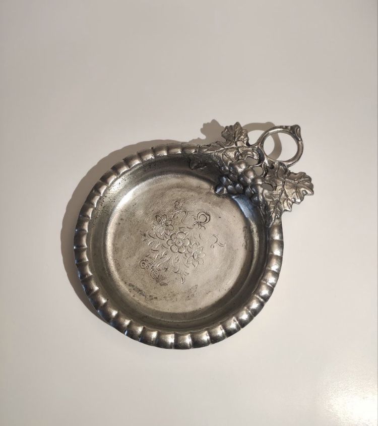 Pewter Wine Tasting Dish Vintage 