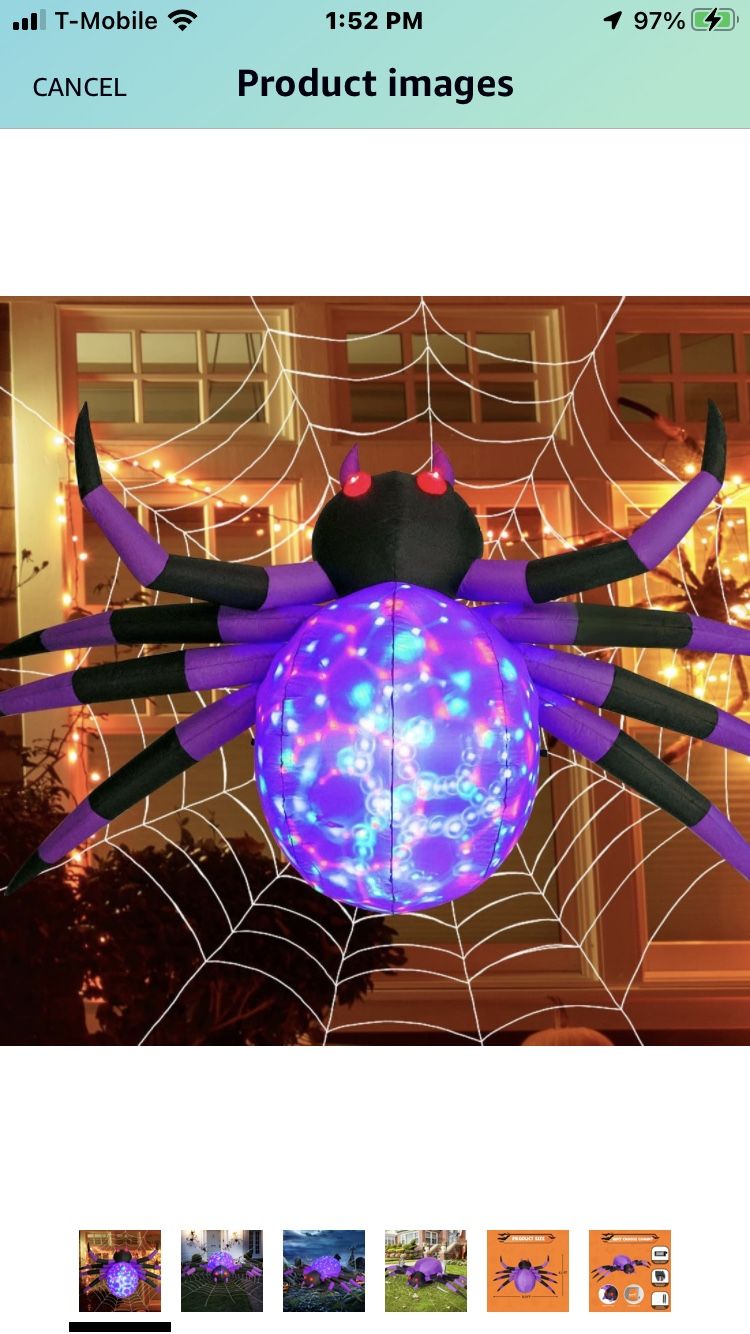 COMIN Halloween Inflatables Outdoor Decorations, 9 FT Width Spider Blow Up Yard Decoration with Built-in LED