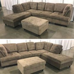 New Sectional + Storage Ottoman  — Left or Right Chaise — Delivery Available 