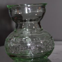 Glass Bulb Forcing Vase With Embossed Flower Motif - Tulip, Hyacinth, Paperwhite
