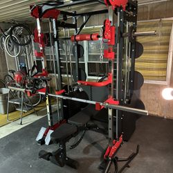 Smith Machine 200 | Adjustable Bench | 245lb Cast Iron Olympic Weights | 7ft Olympic Bar | Fitness | Gym Equipment | FREE DELIVERY/INSTALLATION 🚚 🛠️