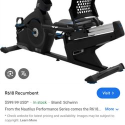 Nautilus R618 Recumbent Exercise Bike 