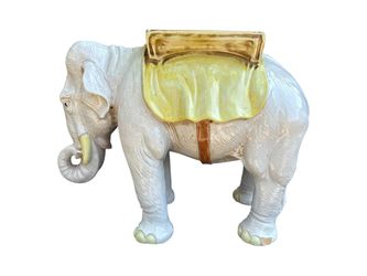Vintage Italian Glazed Terracotta Elephant Garden Stand Seat Holder
