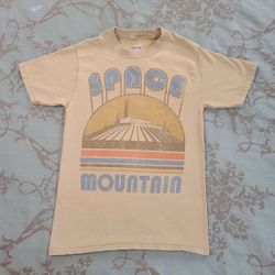 Disney Parks Hanes Tan Space Mountain Short Sleeve Graphic Tee Shirt Men Small
