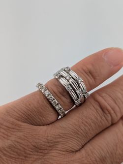 925💍Sterling Silver CZ Ring Set – Size 6💎 (Stackable Diamond Look)