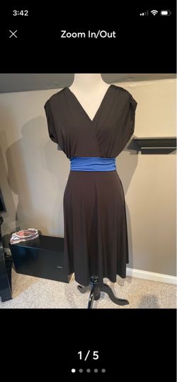 Black dress with blue belt