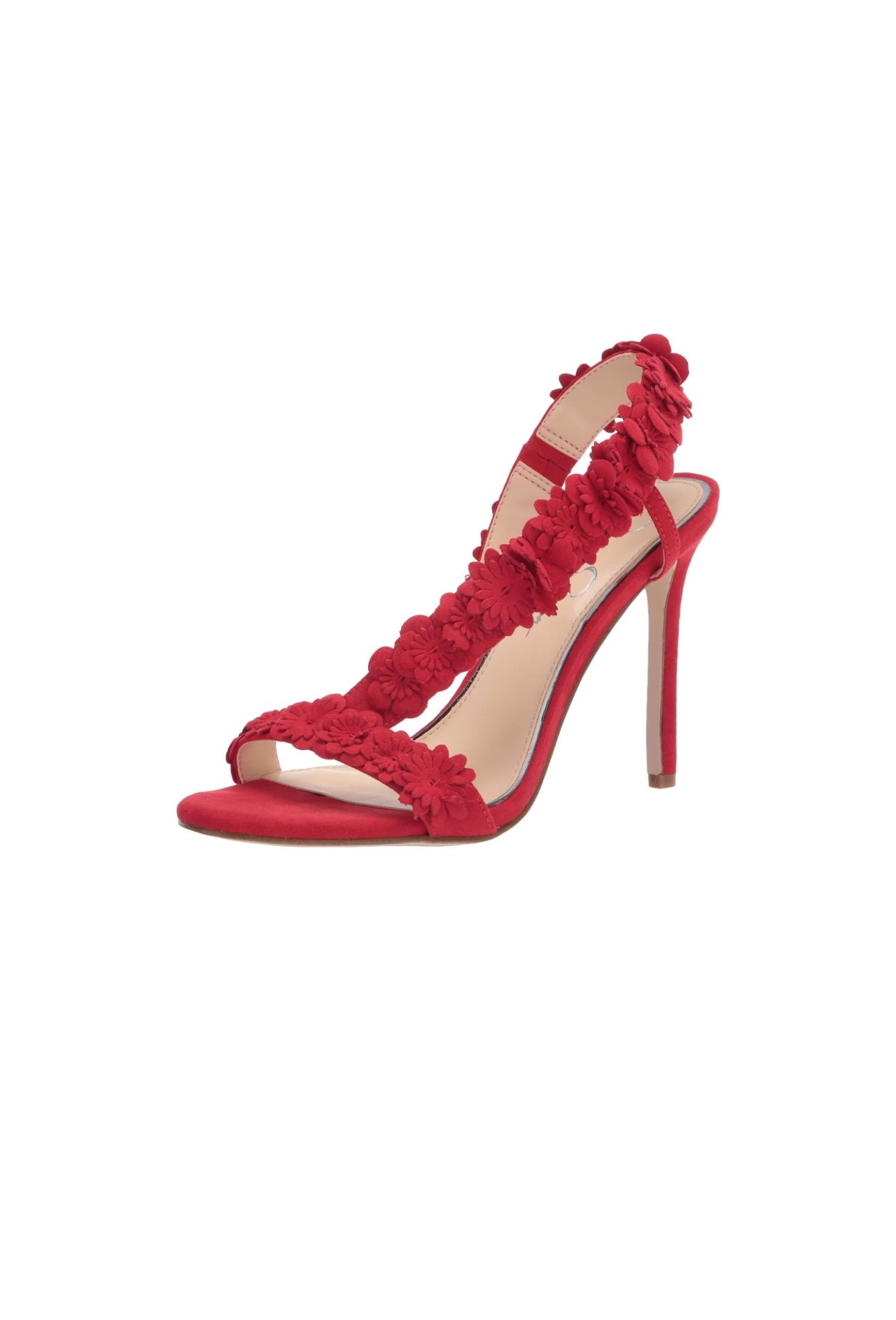 Jessica Simpson Red Floral Open Strap High Heel Dress Sandals | 6M