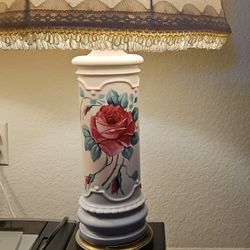 Vintage ROSE Ceramic Tall Lamp Set!! Beautiful!