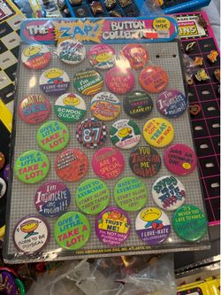 1980’s ZAP pins and Push buttons vintage!!!!!