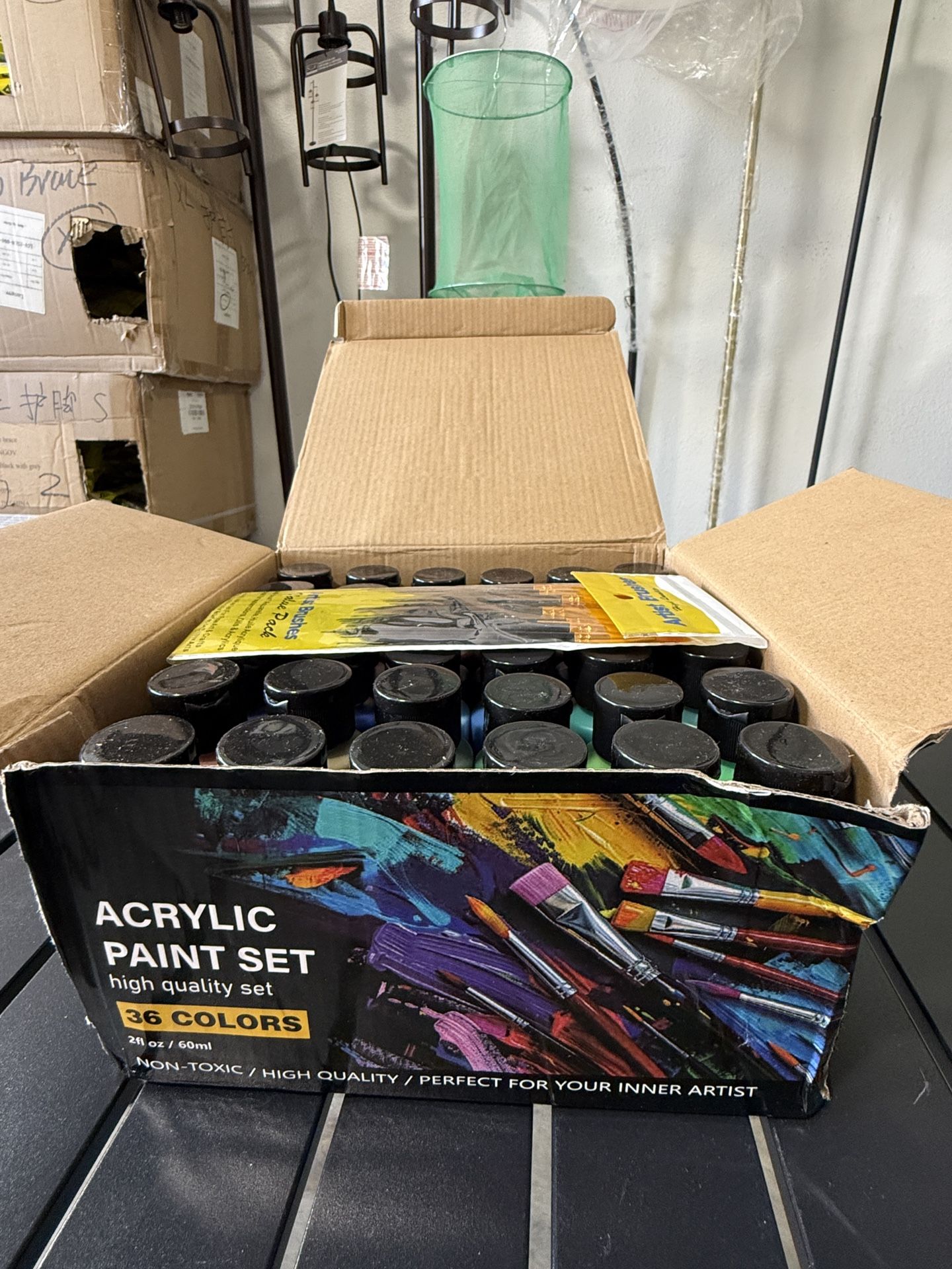 Acrylic Paint Set with 12 Art Brushes and 36 Colors