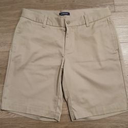 Lands End Womens Plain Front Blend Chino Shorts In Khaki 