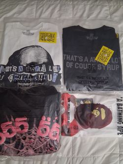 Awful lot of caugh syrup and bape and spider sweater read description