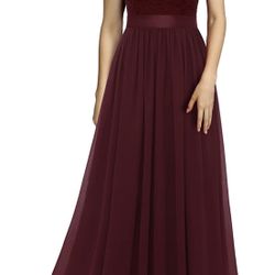 Brand New With Tags Women's V Neck Sleeveless Lace Bridesmaid Dress Wedding Party Gown