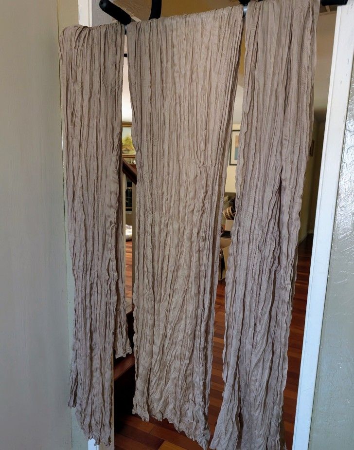 3 beige gauze fabric drapery cheesecloth aisle or long table runners for decorations, photoshoot, backdrop