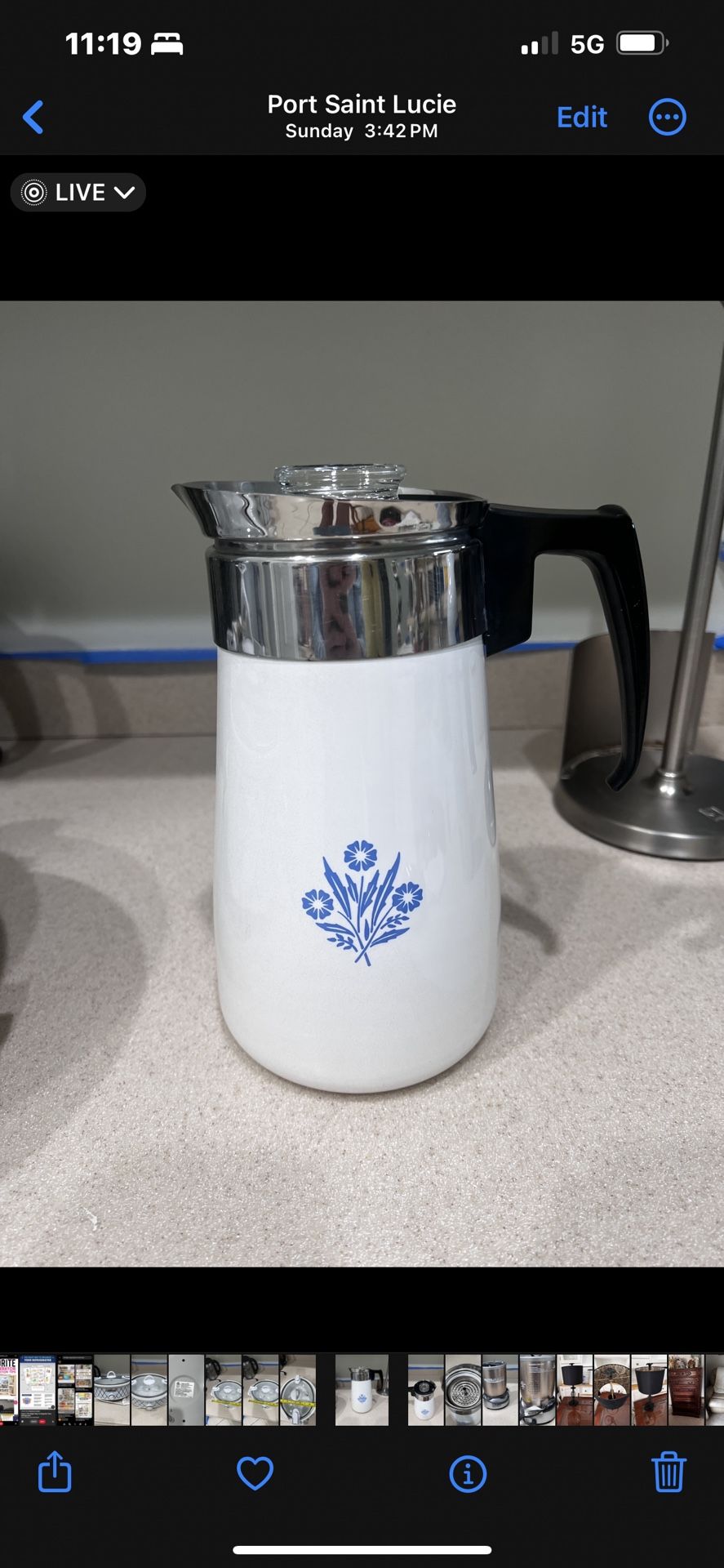 VINTAGE Stovetop Corning Ware Cup Percolator Complete Set