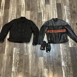 MOTORCYCLE JACKETS AND  GLOVES 