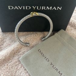 David Yurman Station Bracelet In Sterling Silver With 18k Yellow Gold 