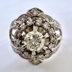 18k White Gold & Natural Diamonds Rings Set  Size 6