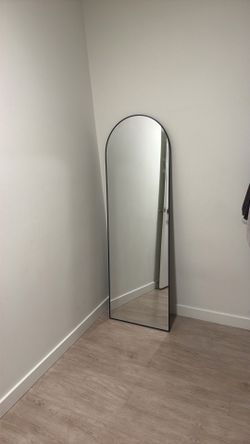 Full-Length Arched Floor Mirror Black Frame