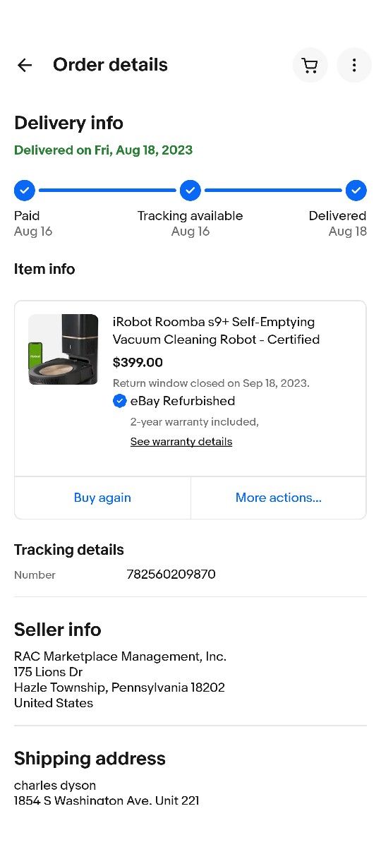 I Robot Roomba S9+