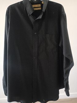 No Good Will Shirts. Nice black dress Shirt like new ,Size Large. Bonita Camisa de Vestir negra Con Puntos Cafes, Tamaño Larga 