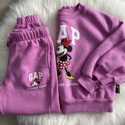 Disney GAP Minnie Mouse Sweatshirt & Sweatpants Set Gor Girl Size 6
