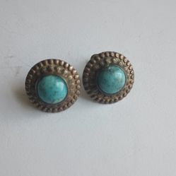 Sterling Silver Studs Turquoise Earrings 