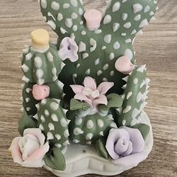 Small Vintage Porcelain Cactus Figurine 