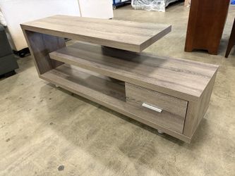 Modern Grey Wash Finished Asymmetrical Single Drawer Media Stand