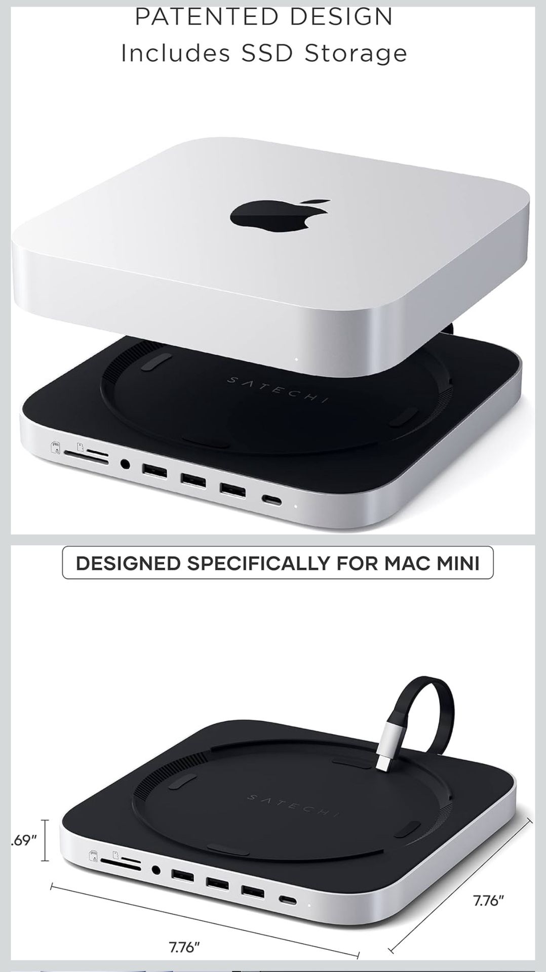 Mac Mini Hub & Type C Stand With SSD Enclosure
