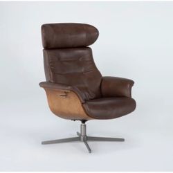 100% Genuine Leather Recliner - Living Spaces "Amala" (Brown)