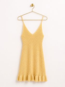 CAKULO Butter Yellow Knit Mini Dress XS – NWT
