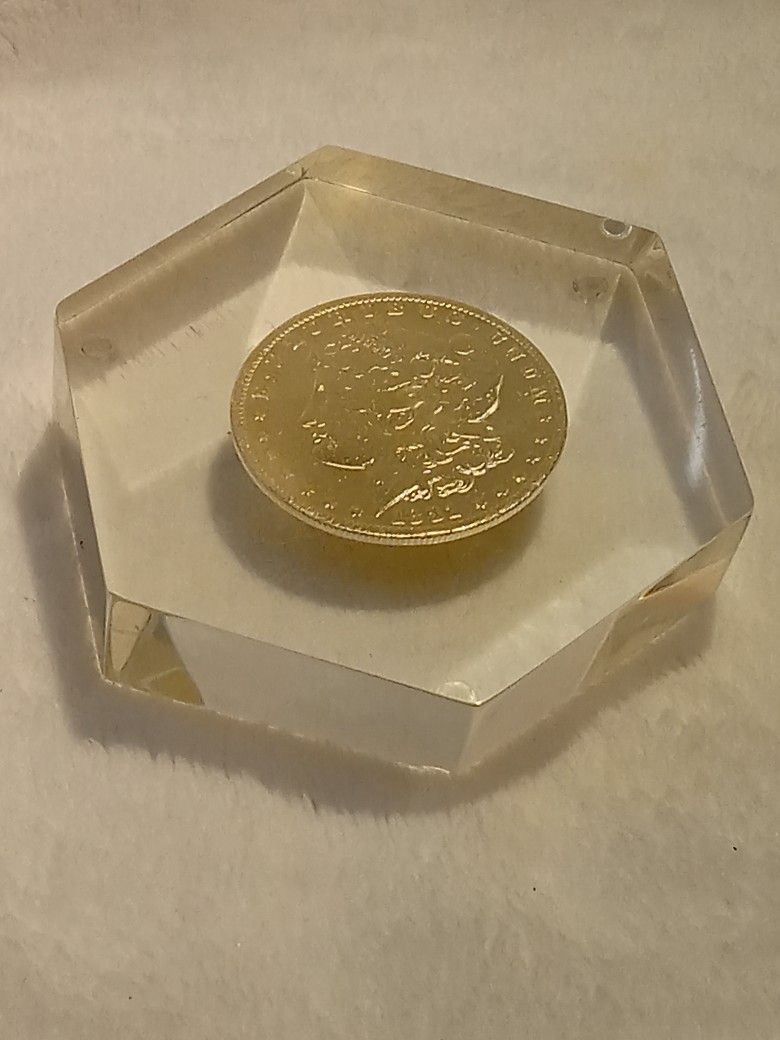 #733 Silver Paper Weight 1881 Morgan Dollar Coin 