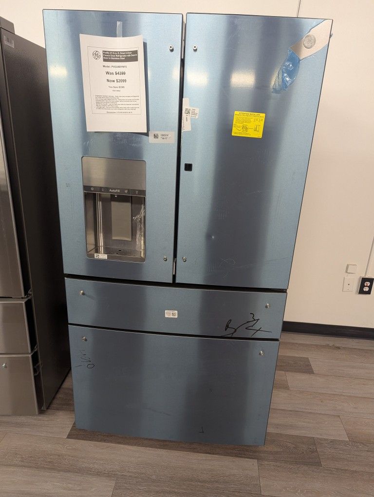 GE Profile 27.9 Cu.Ft Smart 4 Door French Refridgerator W/ Door In Door. 1 Year Warranty.