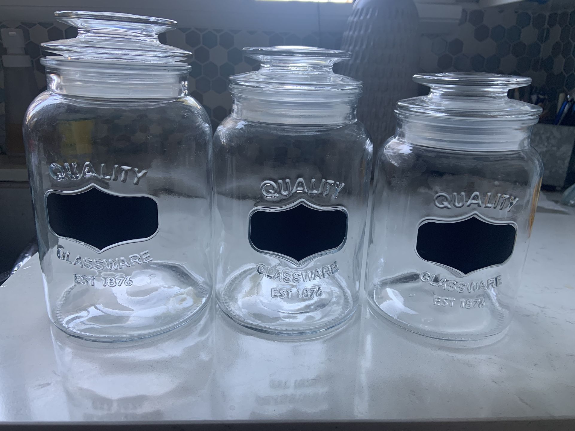 3-Piece Glass Canisters With Airtight Lids