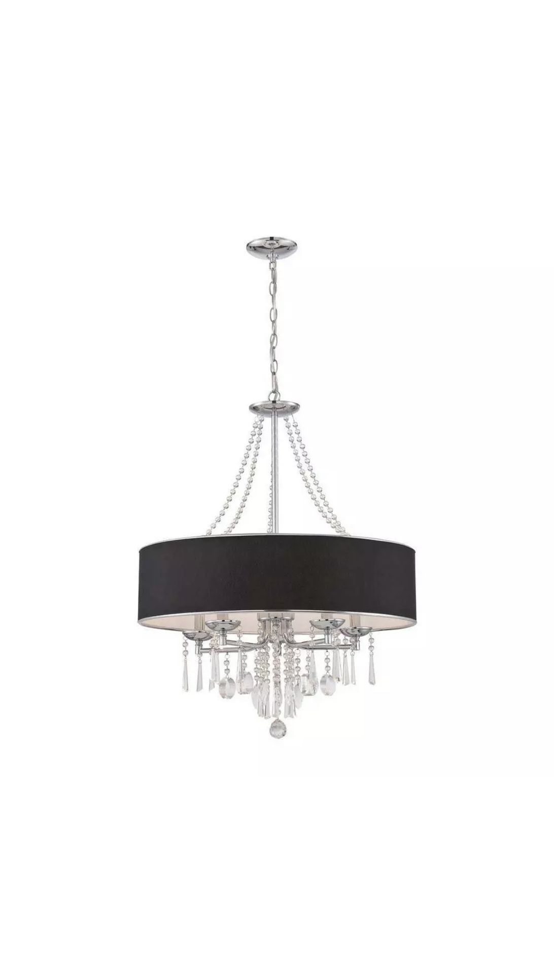 Elton Collection 5-Light Chrome Pendant with Black Shade