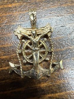 14KGold Crucifix Anchor Pendant
