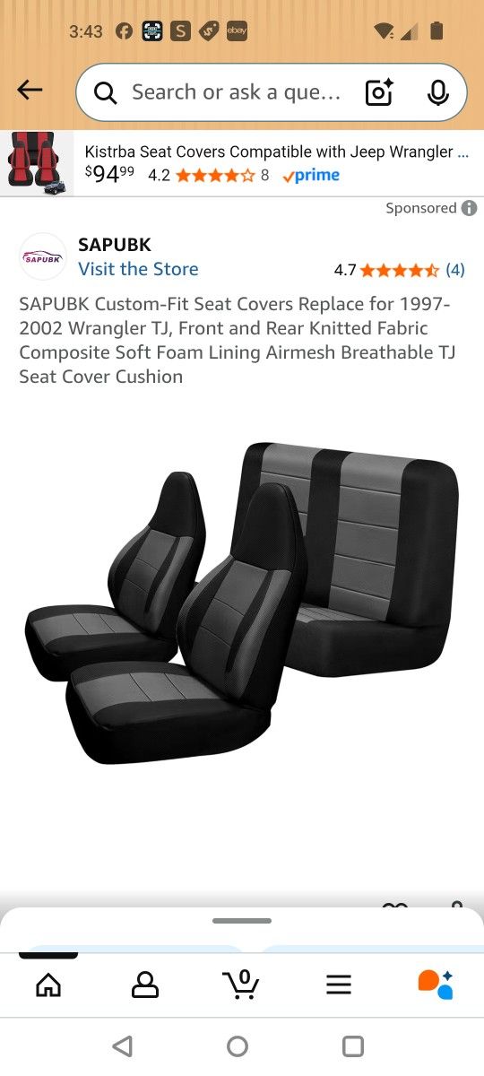 Full Set Custom Seat Covers Jeep Wrangler JL 97-02