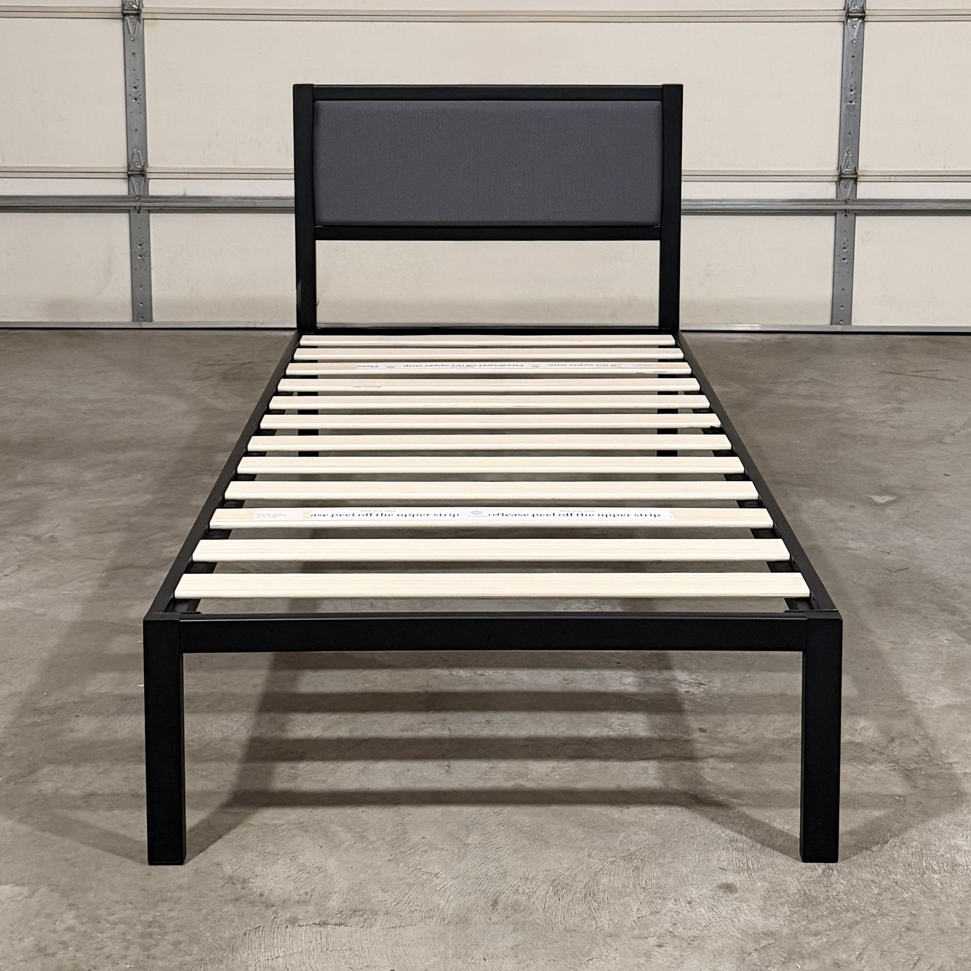 New Twin Bed Frame with Padded Headboard (Can Deliver)