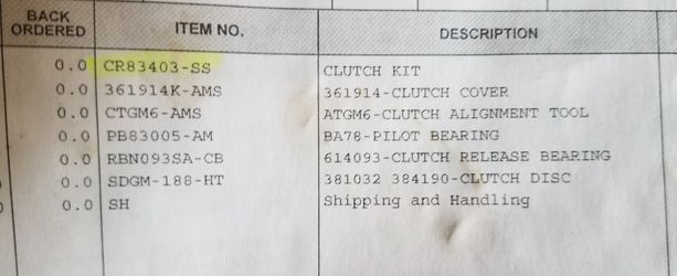 94 Jeep Wrangler clutch