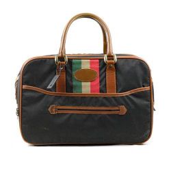 Vintage Duffel Bag Travel Carry-On Weekender Structured Black Nylon