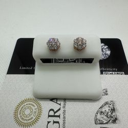 8mm Rose Gold Flower Studs (Screw Back) (Sterling Silver)